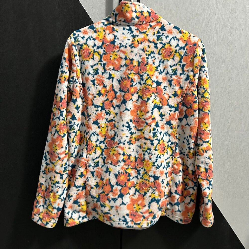 Land's End Multi Color Floral 1/4 Zip Fleece Pull-over Women's Size M (8-10) - Picture 7 of 10
